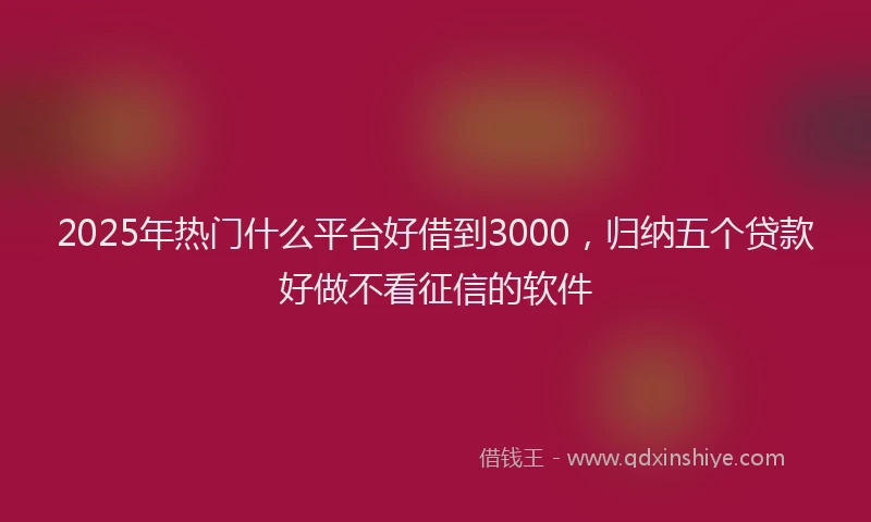 2025年热门什么平台好借到3000，归纳五个贷款好做不看征信的软件