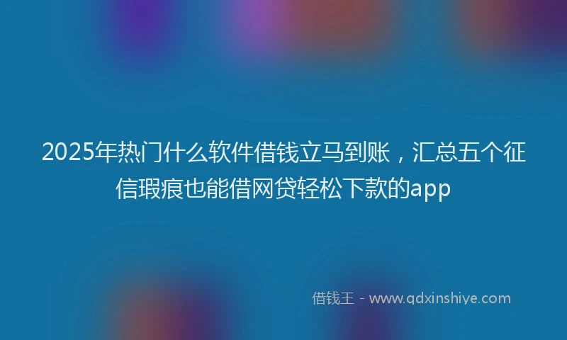 2025年热门什么软件借钱立马到账，汇总五个征信瑕疵也能借网贷轻松下款的app