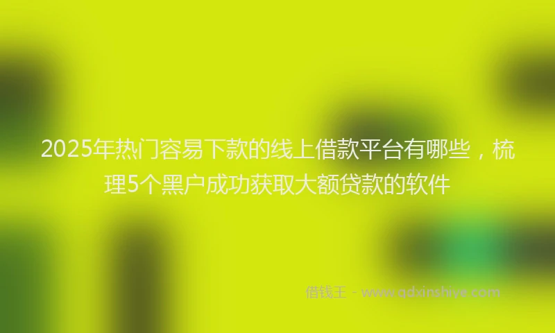 2025年热门容易下款的线上借款平台有哪些，梳理5个黑户成功获取大额贷款的软件
