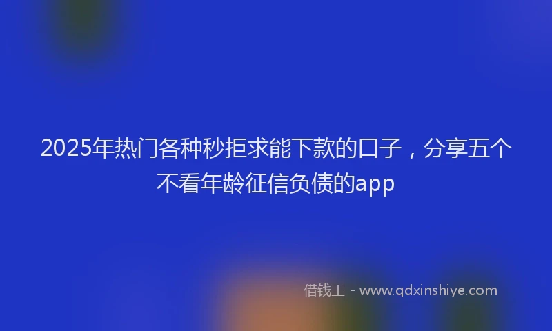 2025年热门各种秒拒求能下款的口子，分享五个不看年龄征信负债的app