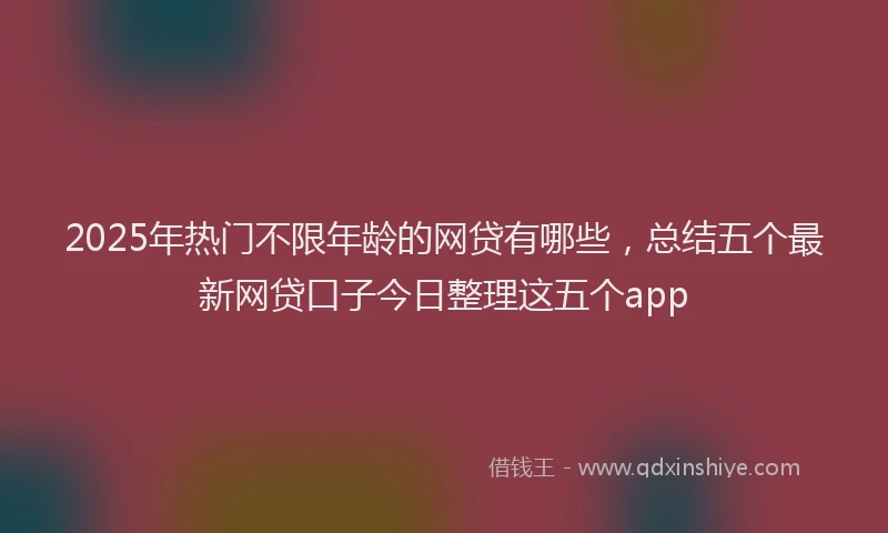2025年热门不限年龄的网贷有哪些，总结五个最新网贷口子今日整理这五个app