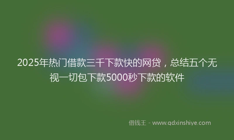 2025年热门借款三千下款快的网贷，总结五个无视一切包下款5000秒下款的软件