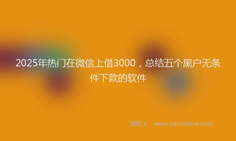 2025年热门在微信上借3000，总结五个黑户无条件下款的软件