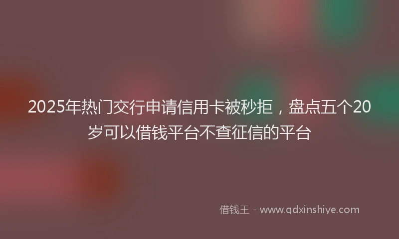 2025年热门交行申请信用卡被秒拒，盘点五个20岁可以借钱平台不查征信的平台