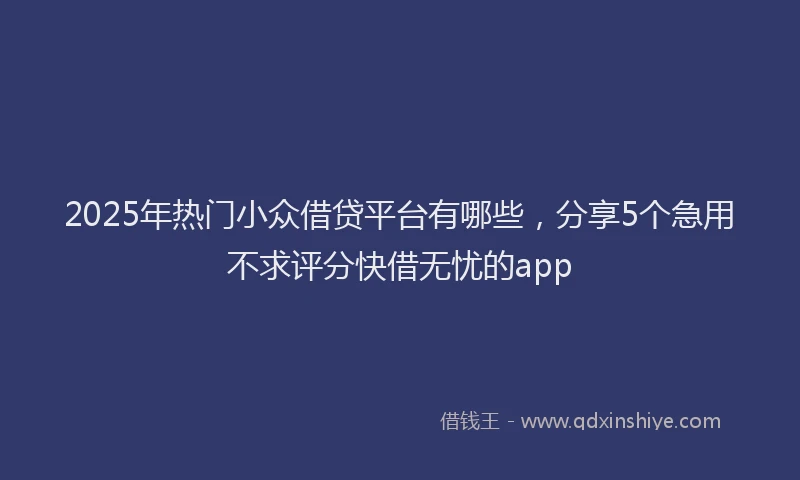 2025年热门小众借贷平台有哪些，分享5个急用不求评分快借无忧的app
