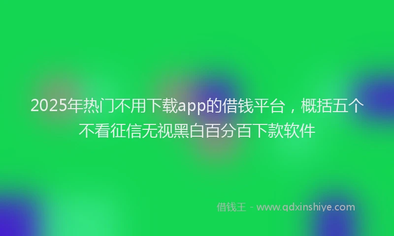 2025年热门不用下载app的借钱平台，概括五个不看征信无视黑白百分百下款软件
