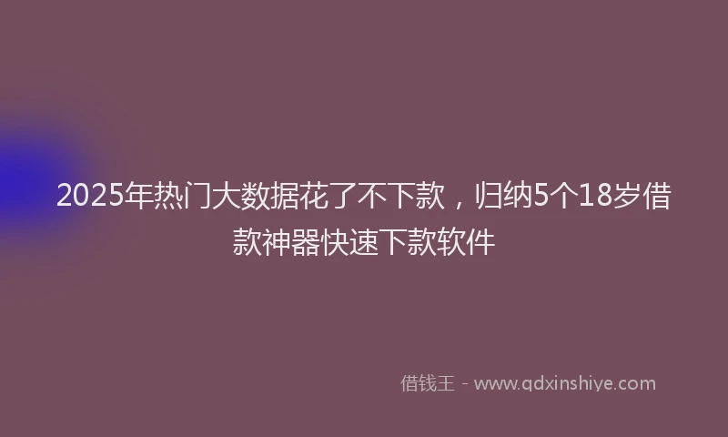 2025年热门大数据花了不下款，归纳5个18岁借款神器快速下款软件