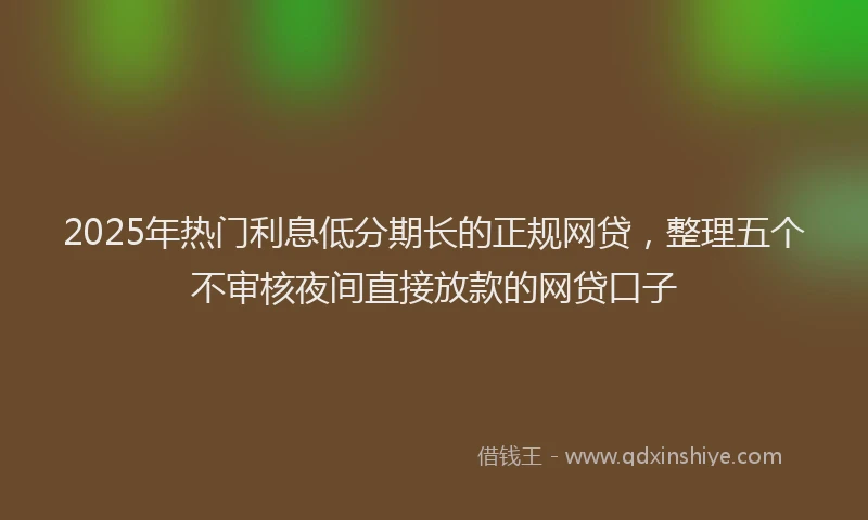 2025年热门利息低分期长的正规网贷，整理五个不审核夜间直接放款的网贷口子