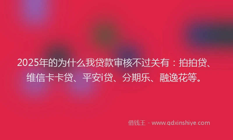 2025年的为什么我贷款审核不过关有：拍拍贷、维信卡卡贷、平安i贷、分期乐、融逸花等。