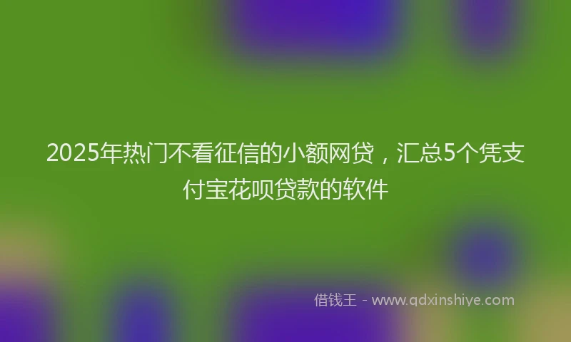 2025年热门不看征信的小额网贷，汇总5个凭支付宝花呗贷款的软件