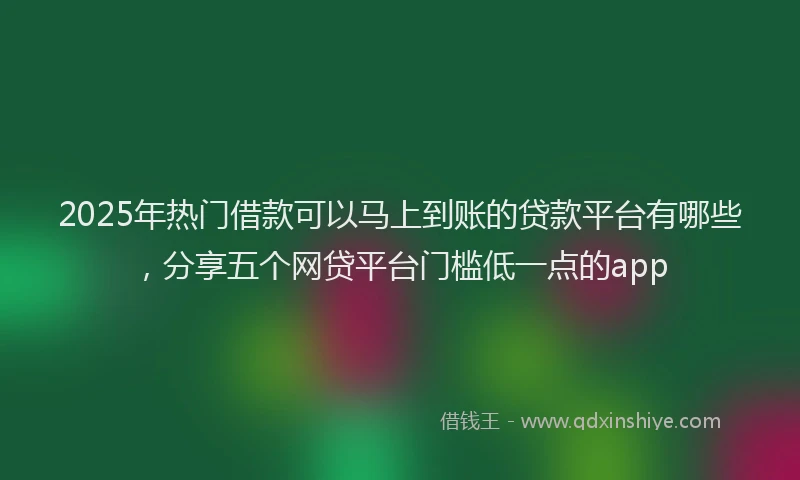 2025年热门借款可以马上到账的贷款平台有哪些，分享五个网贷平台门槛低一点的app