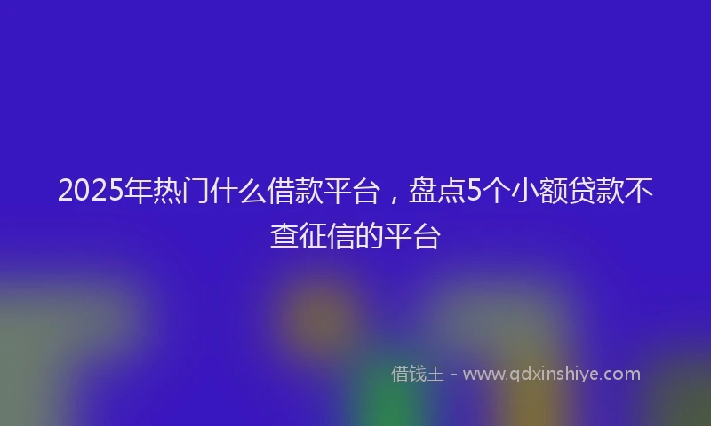 2025年热门什么借款平台，盘点5个小额贷款不查征信的平台