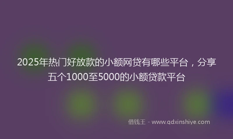 2025年热门好放款的小额网贷有哪些平台，分享五个1000至5000的小额贷款平台