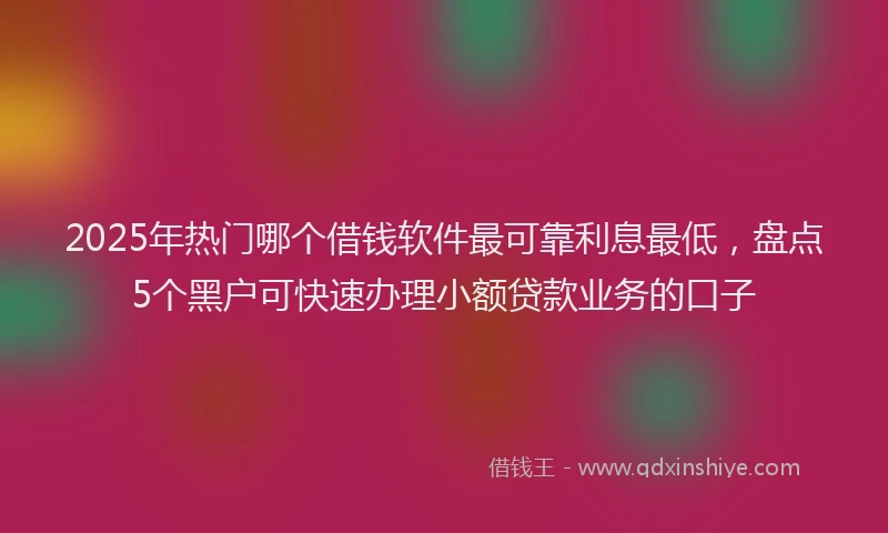 2025年热门哪个借钱软件最可靠利息最低，盘点5个黑户可快速办理小额贷款业务的口子