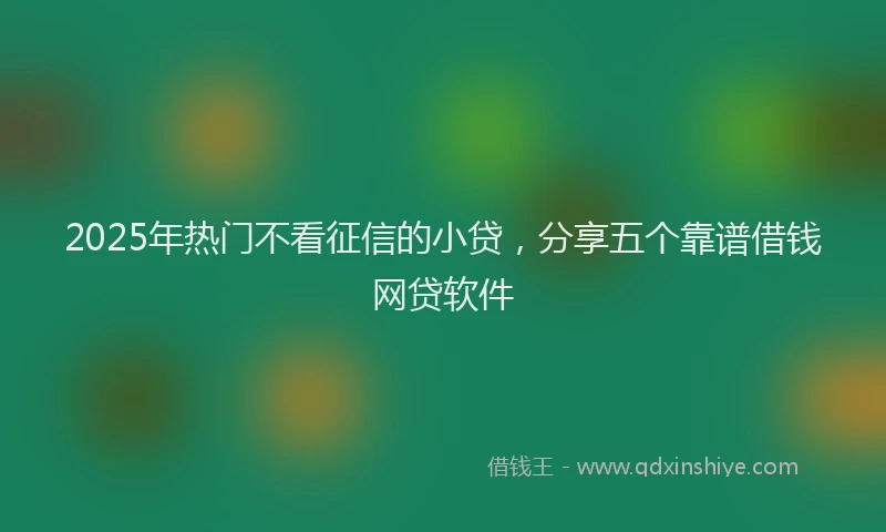 2025年热门不看征信的小贷，分享五个靠谱借钱网贷软件