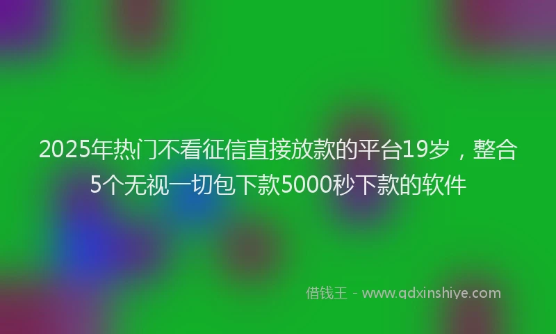 2025年热门不看征信直接放款的平台19岁，整合5个无视一切包下款5000秒下款的软件
