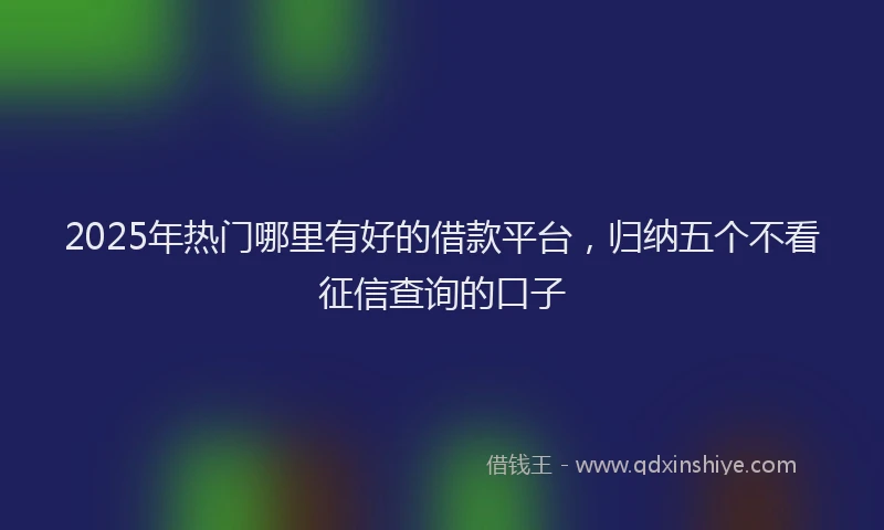 2025年热门哪里有好的借款平台，归纳五个不看征信查询的口子
