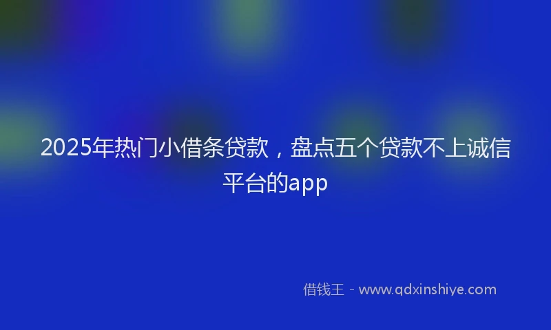 2025年热门小借条贷款，盘点五个贷款不上诚信平台的app