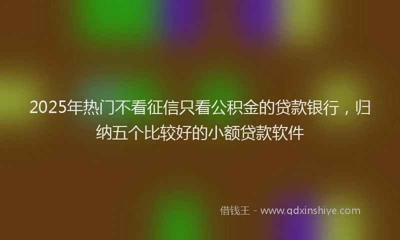 2025年热门不看征信只看公积金的贷款银行，归纳五个比较好的小额贷款软件
