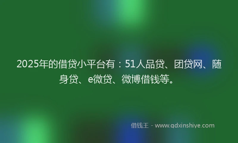 2025年的借贷小平台有：51人品贷、团贷网、随身贷、e微贷、微博借钱等。
