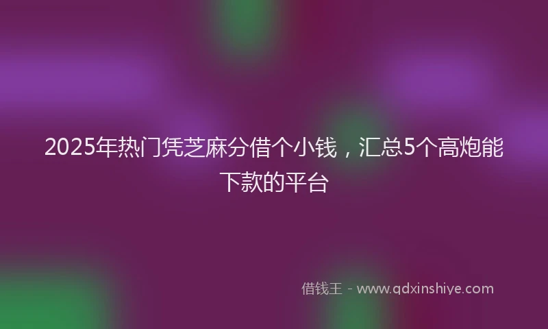 2025年热门凭芝麻分借个小钱，汇总5个高炮能下款的平台