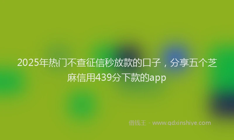 2025年热门不查征信秒放款的口子，分享五个芝麻信用439分下款的app