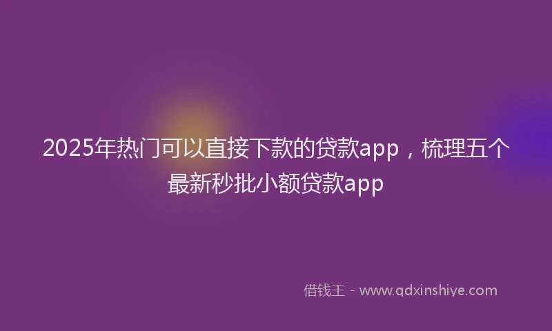 2025年热门可以直接下款的贷款app，梳理五个最新秒批小额贷款app