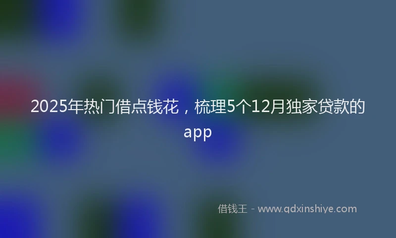 2025年热门借点钱花，梳理5个12月独家贷款的app
