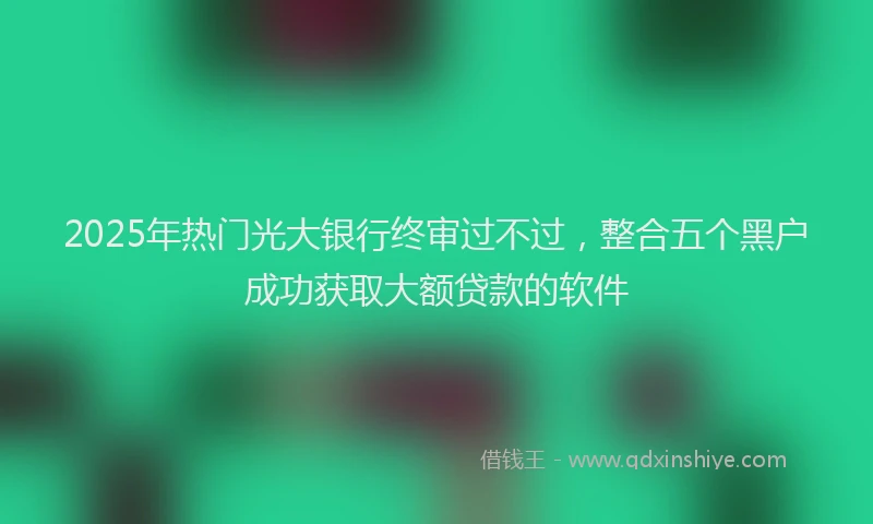 2025年热门光大银行终审过不过，整合五个黑户成功获取大额贷款的软件