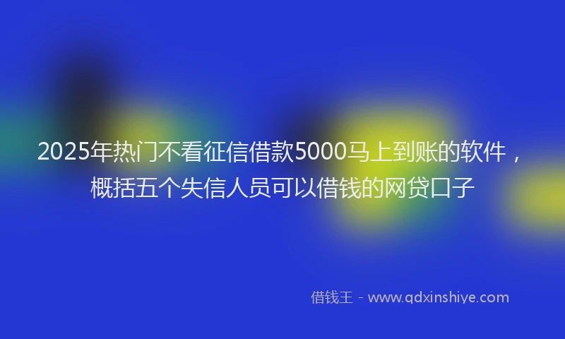 2025年热门不看征信借款5000马上到账的软件，概括五个失信人员可以借钱的网贷口子