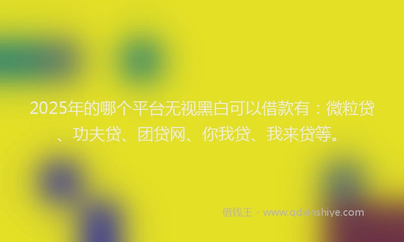 2025年的哪个平台无视黑白可以借款有：微粒贷、功夫贷、团贷网、你我贷、我来贷等。