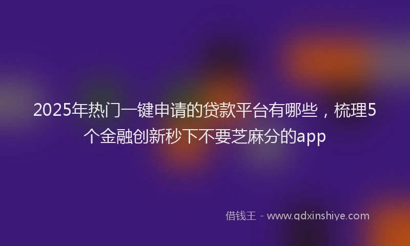 2025年热门一键申请的贷款平台有哪些，梳理5个金融创新秒下不要芝麻分的app