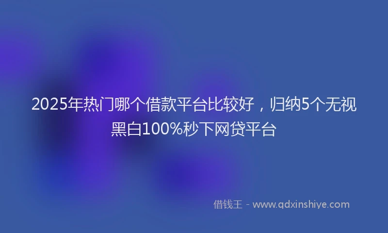 2025年热门哪个借款平台比较好，归纳5个无视黑白100%秒下网贷平台