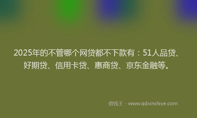2025年的不管哪个网贷都不下款有：51人品贷、好期贷、信用卡贷、惠商贷、京东金融等。