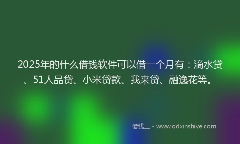 2025年的什么借钱软件可以借一个月有：滴水贷、51人品贷、小米贷款、我来贷、融逸花等。