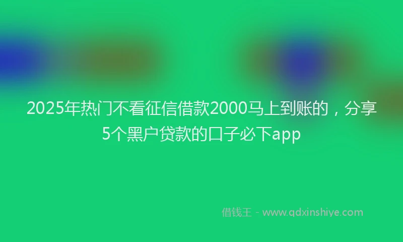 2025年热门不看征信借款2000马上到账的，分享5个黑户贷款的口子必下app