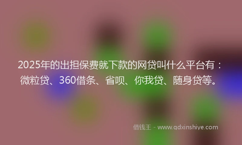 2025年的出担保费就下款的网贷叫什么平台有：微粒贷、360借条、省呗、你我贷、随身贷等。