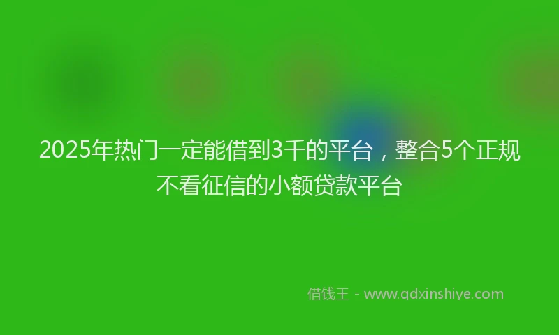 2025年热门一定能借到3千的平台，整合5个正规不看征信的小额贷款平台