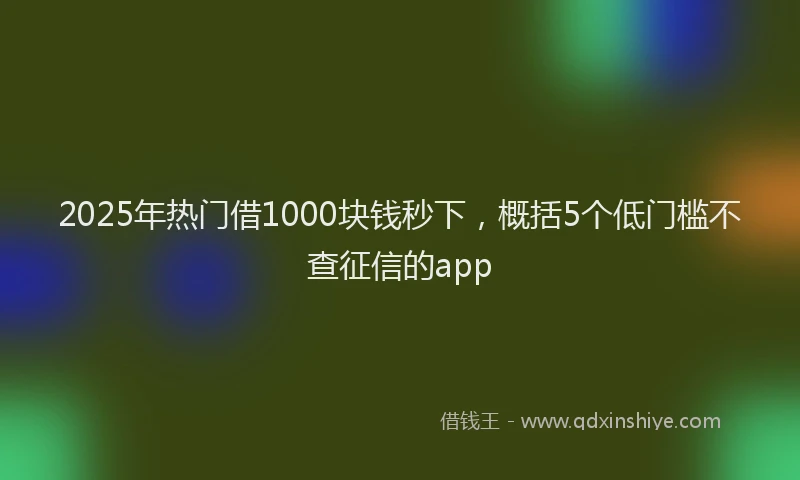 2025年热门借1000块钱秒下，概括5个低门槛不查征信的app