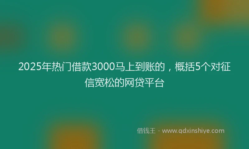 2025年热门借款3000马上到账的，概括5个对征信宽松的网贷平台