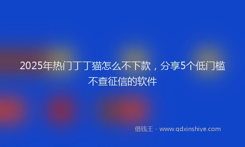 2025年热门丁丁猫怎么不下款，分享5个低门槛不查征信的软件