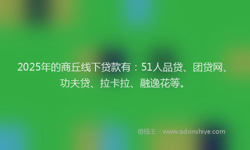 2025年的商丘线下贷款有：51人品贷、团贷网、功夫贷、拉卡拉、融逸花等。