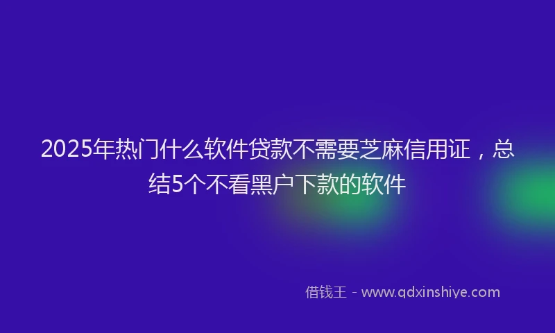 2025年热门什么软件贷款不需要芝麻信用证，总结5个不看黑户下款的软件