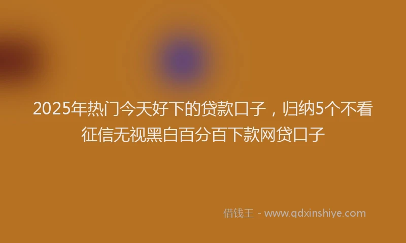2025年热门今天好下的贷款口子，归纳5个不看征信无视黑白百分百下款网贷口子