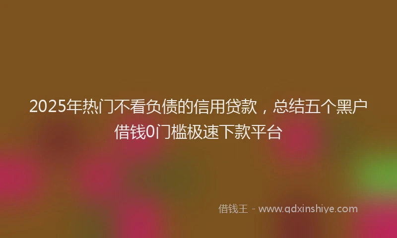 2025年热门不看负债的信用贷款，总结五个黑户借钱0门槛极速下款平台