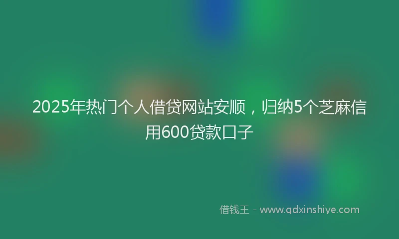 2025年热门个人借贷网站安顺，归纳5个芝麻信用600贷款口子