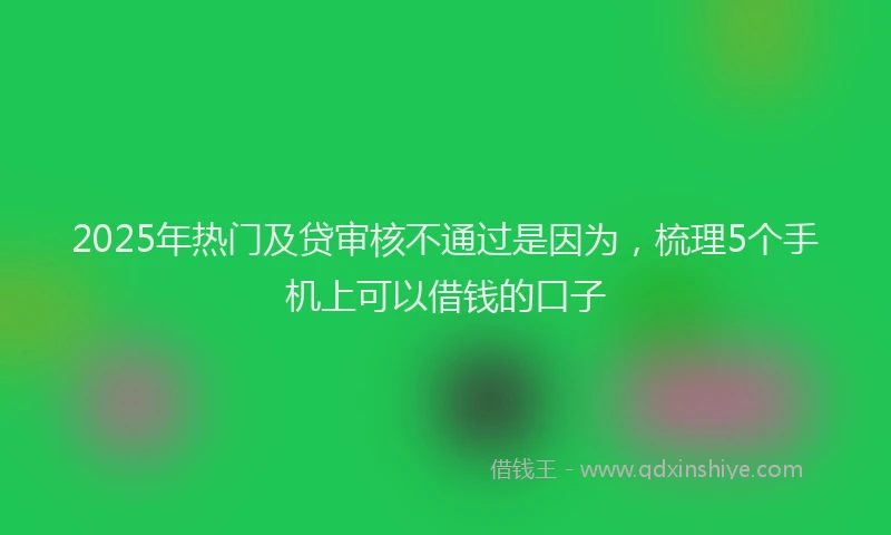 2025年热门及贷审核不通过是因为，梳理5个手机上可以借钱的口子