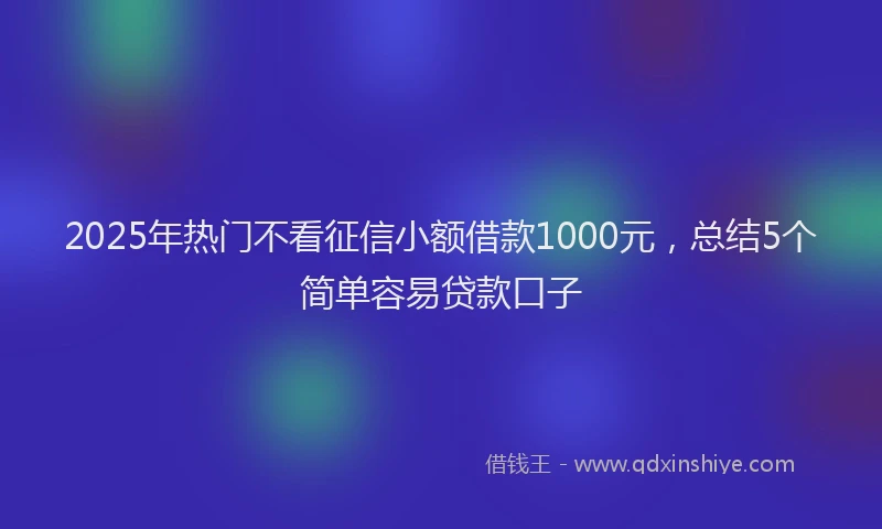 2025年热门不看征信小额借款1000元，总结5个简单容易贷款口子