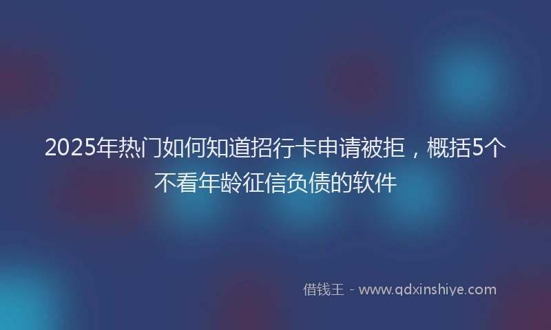 2025年热门如何知道招行卡申请被拒，概括5个不看年龄征信负债的软件