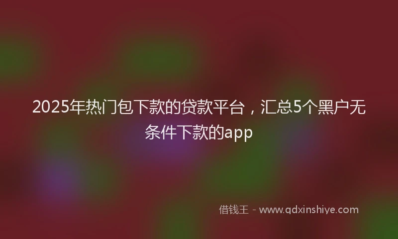 2025年热门包下款的贷款平台，汇总5个黑户无条件下款的app